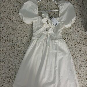 H&M Divided White Puff Sleeve Mini Dress